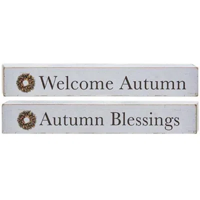 Homegifo *autumn Blessings Wood Block 2 Asstd. In Gray