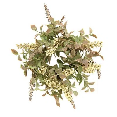 Homegifo Autumn Herbs Candle Ring Cream In Green