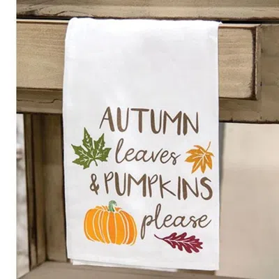 Homegifo *autumn Leaves Dish Towel In White