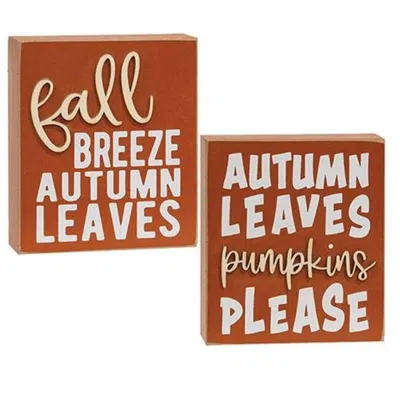 Homegifo Autumn Leaves/pumpkins Please Box Sign 2 Asstd. In Brown