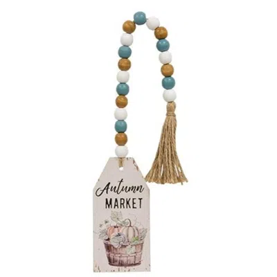 Homegifo Autumn Market Beaded Wood Tag In Multi