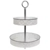 Homegifo *aztec White Metal 2-tiered Tray