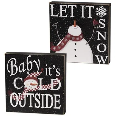 Homegifo Baby It's Cold/let It Snow Box Sign 2 Asstd. In Blue