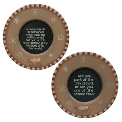 Homegifo *baby Jesus Snowflake Plate - 8.5" - 2 Asstd. In Brown