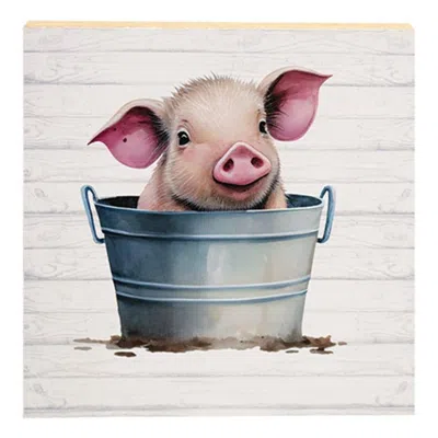 Homegifo Baby Piggy In A Bucket Block In Blue