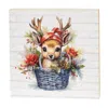 Homegifo Baby Reindeer In Christmas Basket 6" Square Block