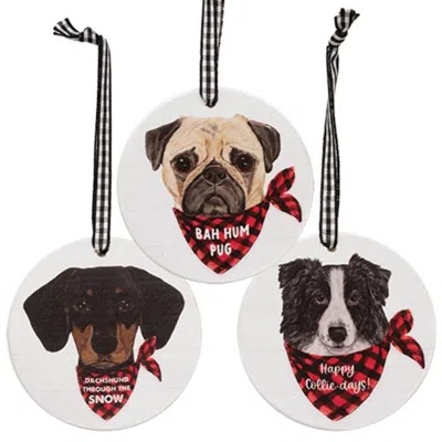 Homegifo Bah Hum Pug Round Ornament 3 Asstd. In Multi