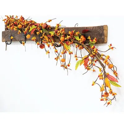 Homegifo Barnyard Bittersweet & Pumpkins Garland 5ft In Brown