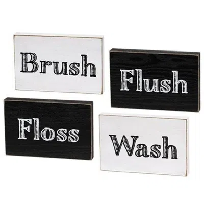 Homegifo Bathroom Words Block Sign 4 Asstd. In Multi