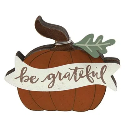 Homegifo *be Grateful Chunky Pumpkin Sitter In Brown