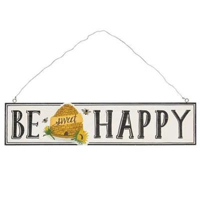 Homegifo *be Happy Beehive Sign In White