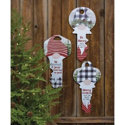 Homegifo *be Merry Gnome Key Sign 3 Asstd. In Multi
