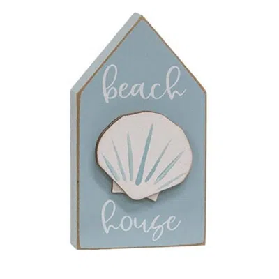 Homegifo Beach House Seashell Block Sitter In Blue