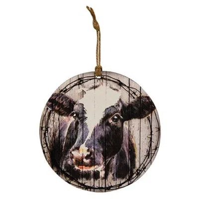 Homegifo Beadboard Cow Portrait Ornament In Black