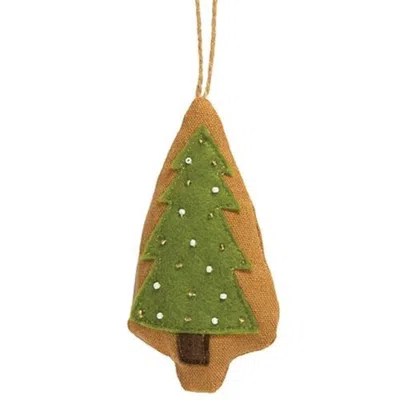 Homegifo Beaded Christmas Tree Fabric Ornament In Green