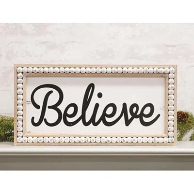 Homegifo *beaded Distressed Believe Sign In Neutral