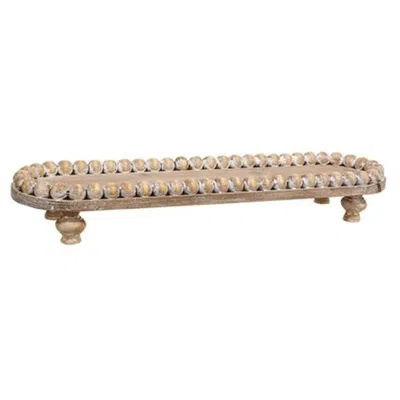 Homegifo Beaded Edge Wooden Tray In Neutral