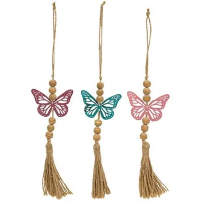 Homegifo Beaded Metal Butterfly Ornament 3 Asstd. In Multi