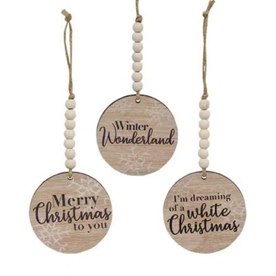 Homegifo Beaded Snowflake Sayings Ornament 3 Asstd. In Neutral