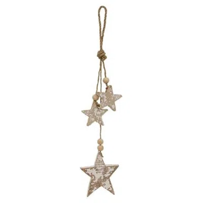 Homegifo Beaded Snowy Triple Star Hanger In Neutral