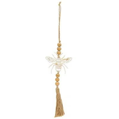 Homegifo *beaded White Metal Bee Ornament