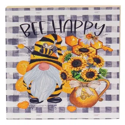 Homegifo *bumblebee Gnome W/buffalo Check Truck Hanging Sign In Multi