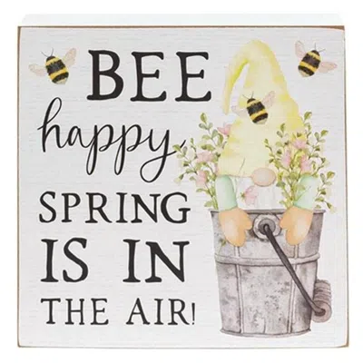 Homegifo *bee Happy Spring Is In The Air Gnome Box Sign In White