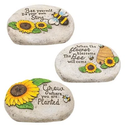 Homegifo Bee Inspirational Cement Garden Stone 3 Asstd. In Multi