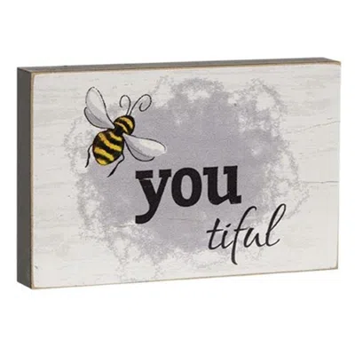 Homegifo Bee You Tiful Block 2.75" X 4.25" In White