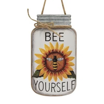 Homegifo Bee Yourself Mason Jar Sign In Yellow