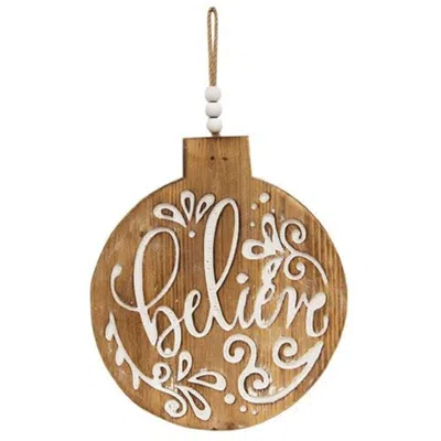 Homegifo *believe Engraved Bulb Ornament Sign In Brown