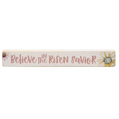 Homegifo Believe In The Risen Savior Painted Wood Block 12" In Pink