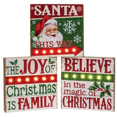 Homegifo Believe/joy/santa Led Box Sign - 3 Asstd. In Multi