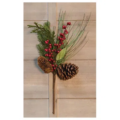 Homegifo Berry Pinecone Pick 18" In Red