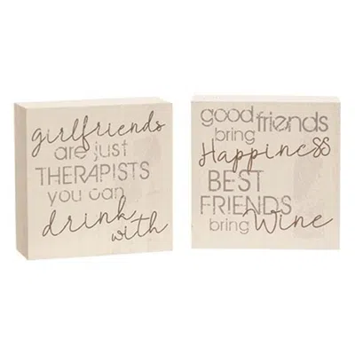 Homegifo Best Friends Bring Wine Block 2 Asstd. In Neutral