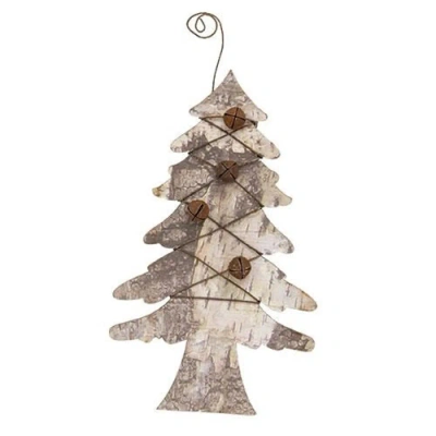 Homegifo Birch Look Christmas Tree & Jingle Bell Ornament In Gray
