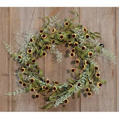 Homegifo Bird's Eye Daisy Garden Wreath In Green