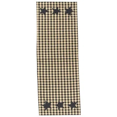 Homegifo Black & Tan Check Star Applique Short Runner