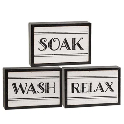 Homegifo Black & White Bath Words Box Sign 3 Asstd.