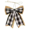 Homegifo *black & White Buffalo Check & Burlap Bow