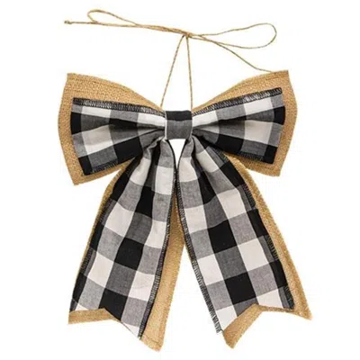Homegifo *black & White Buffalo Check & Burlap Bow In Blue