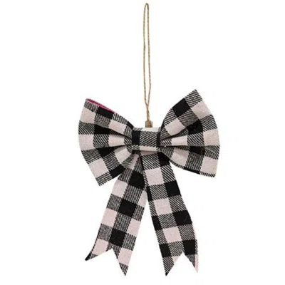 Homegifo Black & White Buffalo Check Bow Clip Ornament