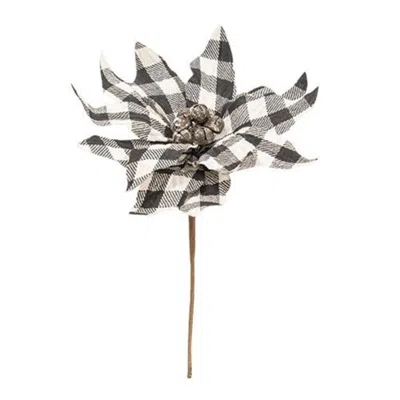 Homegifo *black & White Buffalo Check Poinsettia Pick