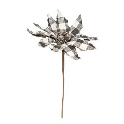 Homegifo *black & White Buffalo Check Poinsettia Spray In Brown
