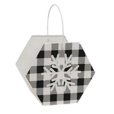 Homegifo Black & White Buffalo Check Snowflake Hexagon Container In Gray