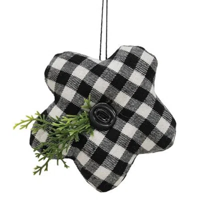 Homegifo *black & White Buffalo Check Stuffed Felt Flower Ornament