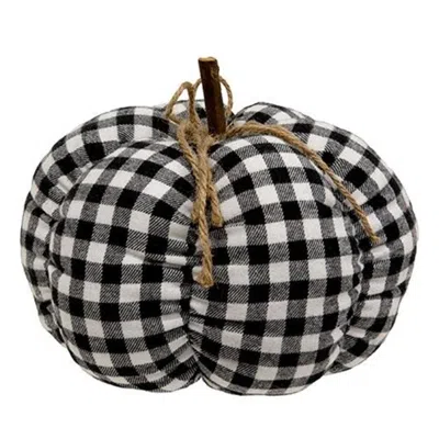 Homegifo *black & White Buffalo Check Stuffed Felt Pumpkin 8" In Blue