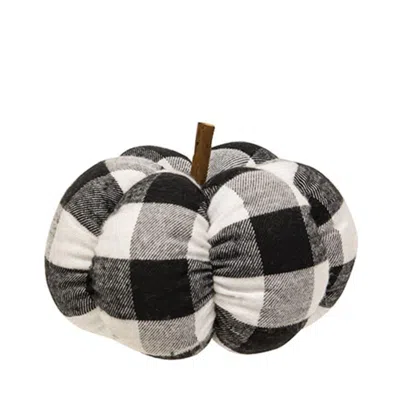Homegifo *black & White Buffalo Check Stuffed Pumpkin 5" In Gray