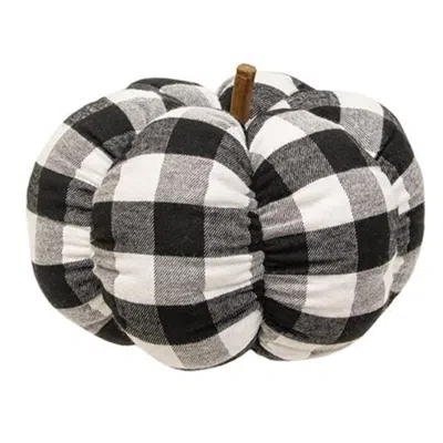 Homegifo *black & White Buffalo Check Stuffed Pumpkin 8" In Gray