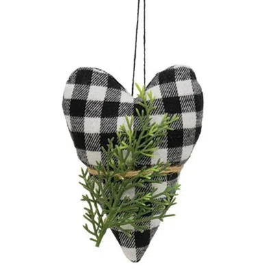 Homegifo Black & White Check Stuffed Felt Heart Ornament